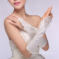 Women bridal wedding satin elbow high quality wedding lace gloves